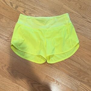 Lululemon Athletica Neon Yellow Athletic Speed Up Shorts